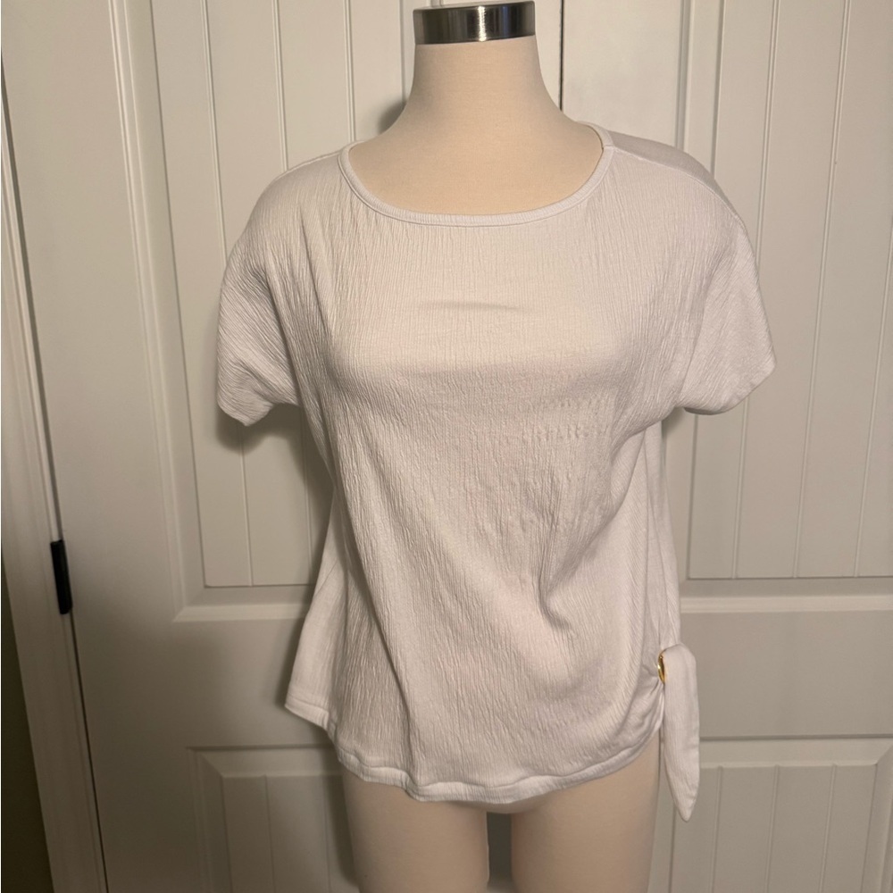 Michael Kors White Tie Front Short Sleeve T-Shirt
